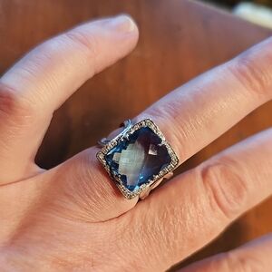 Charriol Blue Topaz Ring Size 7.25